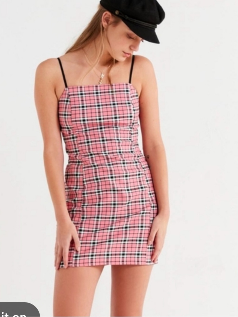Urban Outfitters Pink Plaid Mini Dress Retro 70s Clueless Girly Fun Size Medium